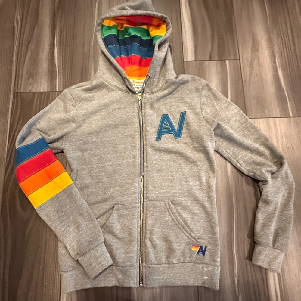 Aviator Nation Gray and Red Rainbow Sweatshirt - Women’s - Like new